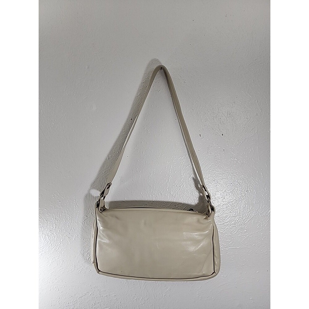 Cream Color Vintage Leather Y2K Shoulder Bag